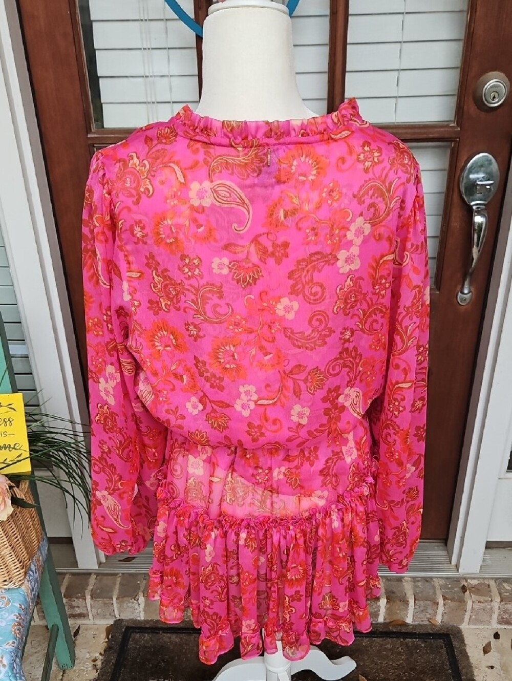 Misa Los Angeles Bright Pink Floral Ruffle Mini Dress - Picture 3 of 4